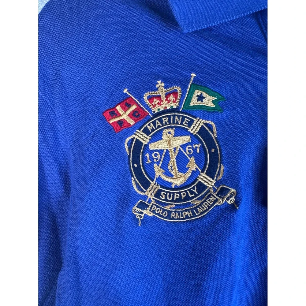 Polo Ralph Lauren Men's Blue Big Pony Marine Supply Crest Polo Shirt Medium
